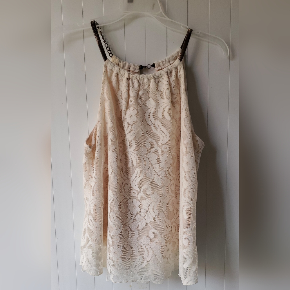 Lace overlay halter-style top by A'gaci in size M
